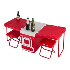GENERICO - Cooler multifuncional plegable y accesorios - Rojo