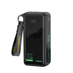 TRANYOO - Cargador Portatil 30000mA - 22W Cables integrados - Bateria