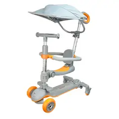 GENERICO - SCOOTER PARA NIÑO KODI 6 EN 1 CON TAPA SOL PLOMO