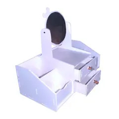 GENERICO - Organizador multiusos 2 cajones con espejo lazito color blanco