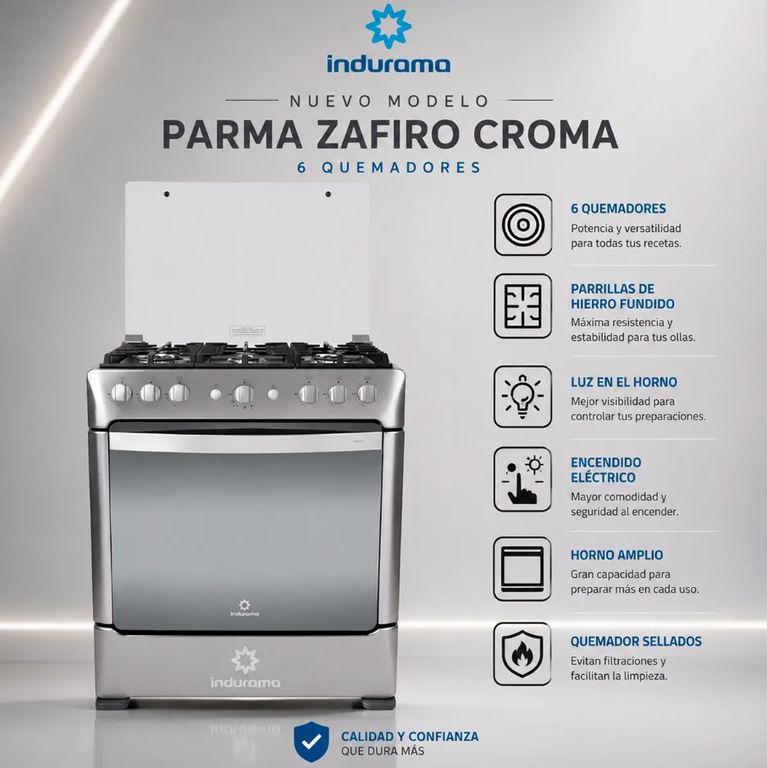 Cocina a Gas 6 Hornillas PARMA ZAFIRO Croma
