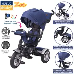 EBABY - Triciclo para niños Giratorio Musical con Luces Zoe Azul