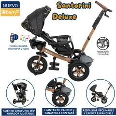 EBABY - Triciclo para niños Musical con luces Santorini Negro