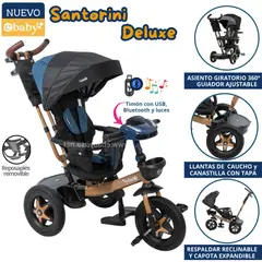 EBABY - Triciclo para niños Musical con luces Santorini Azul