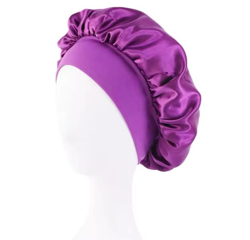 GORRO SATIN PARA DORMIR CABELLO LISO Y RIZADO EVITA ENREDOS MORADO