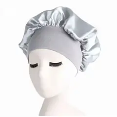 GENERICO - GORRO DE SATIN PARA DORMIR CABELLO LISO Y RIZADO EVITA ENREDOS GRIS