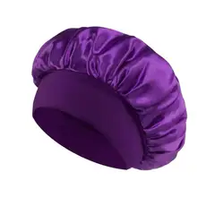 GENERICO - GORRO DE SATIN PARA DORMIR CABELLO LISO Y RIZADO EVITA ENREDOS MORADO OSCURO