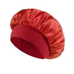 GENERICO - GORRO DE SATIN PARA DORMIR CABELLO LISO Y RIZADO EVITA ENREDOS ROJONARANJA