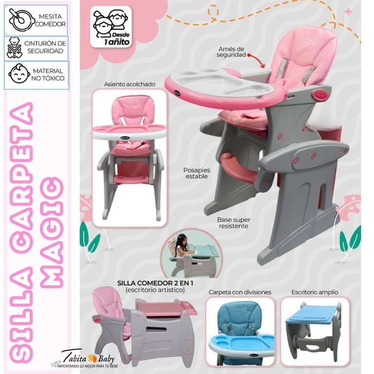Silla de comer Carpeta Magic 2 en 1 Rosado