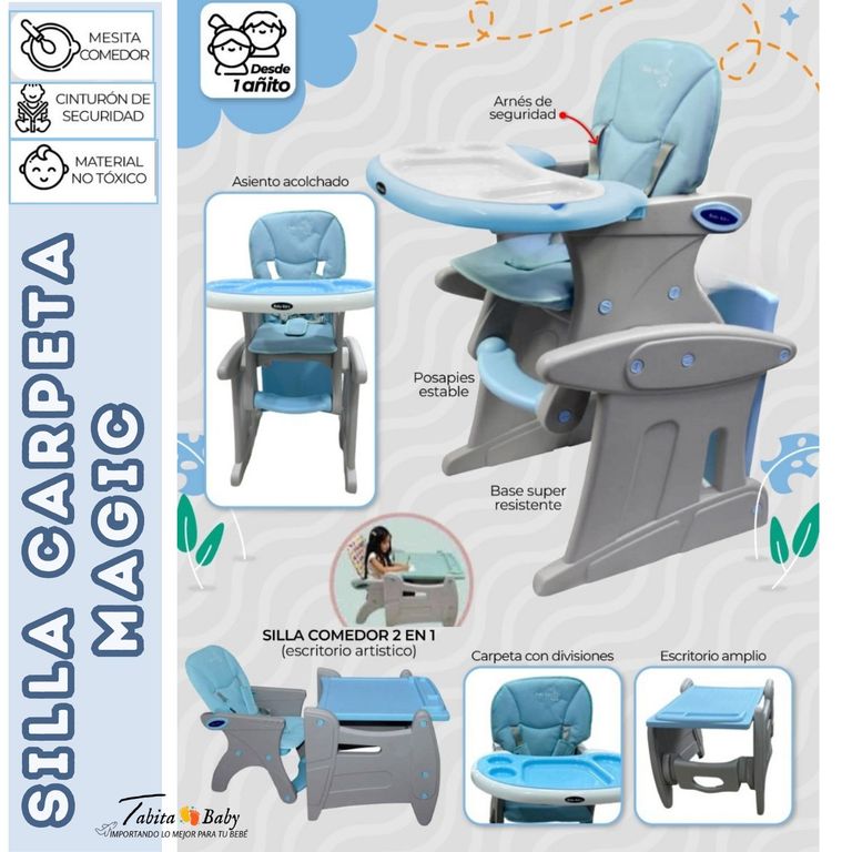 Silla de comer Carpeta Magic 2 en 1 Celeste