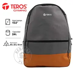 TEROS - Mochila TE-ACS9020GR Gris Marrón para Laptop 16 236L