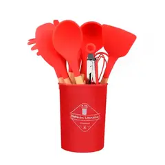 ICHIMATSU - JUEGO DE UTENSILIOS DE SILICONA DE 12 PIEZAS ROJO