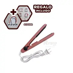 GENERICO - Mini Plancha de Cabello en Guinda Y+Regalo Stickers