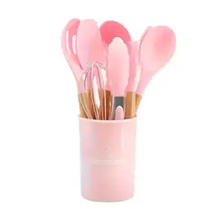ICHIMATSU - JUEGO DE UTENSILIOS DE SILICONA DE 12 PIEZAS ROSADO