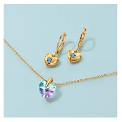 ESIKA - Set Celestial HEART - Lindo Juego Collar y Aretes dorados para Niñas