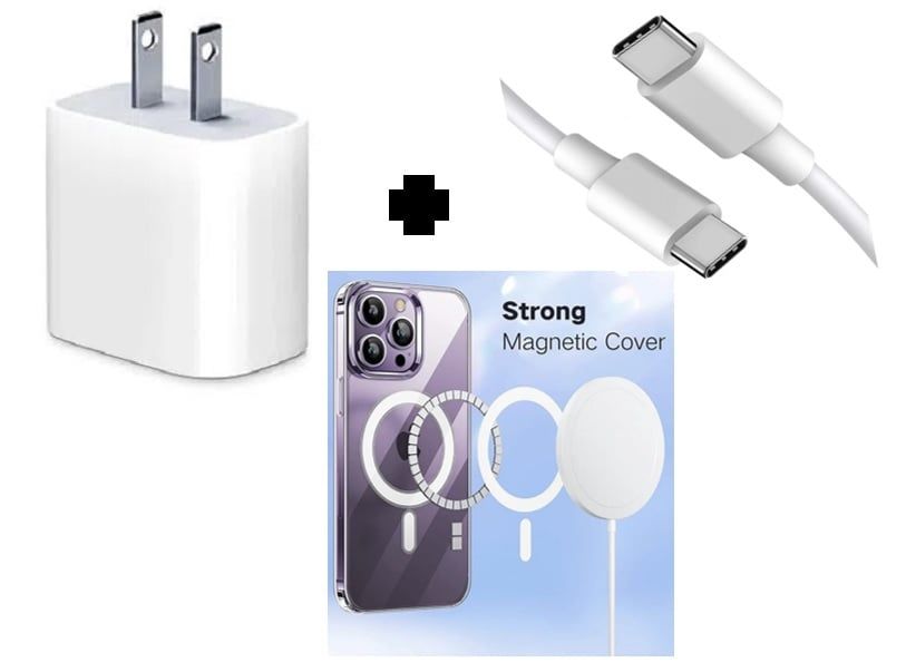 PACK Cargador 20W +Cable USB-C a USB-C + Funda Magnetica modelo 12 pro