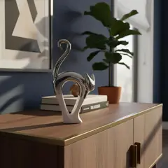 CONCEPTS LIFE - Adorno Gato Cromo Decor 12x12x20 cm