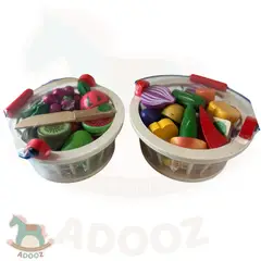 GENERICO - Combo Montessori Mini Chef Juego de Corte Frutas y Verduras Madera
