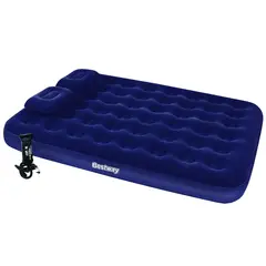 BESTWAY - Colchón Inflable Doble 2Almohadas Inflador Camping Interiores Cómodo