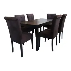 GENERICO - Juego de comedor 6 sillas Usher Marrón