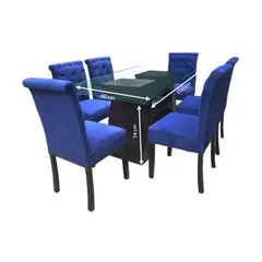 GENERICO - Juego de comedor 6 sillas Danielle Azul