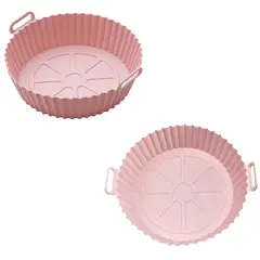 GENERICO - Bandeja redonda de silicona para freidora de aire sin aceite - Rosado