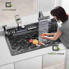 GENERICO - LAVADERO INTELIGENTE MULTIFUNCIONAL CON PORTA CELULAR Y LUCES