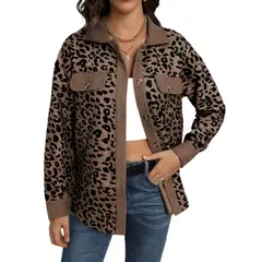 GIOIO - Chaqueta de leopardo para mujer casual versátil y ajustada