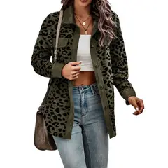 GIOIO - Chaqueta de leopardo para mujer casual versátil y ajustada