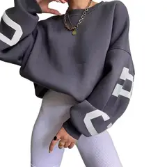 GIOIO - Buzo mujer estampado manga larga grueso estilo europeo casual