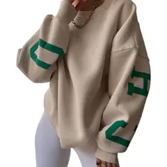 GIOIO - Buzo mujer estampado manga larga grueso estilo europeo casual