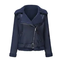 GIOIO - Chaqueta mujer de ante con cuello abrigada estilo europeo otoño invierno