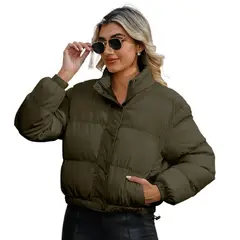 GIOIO - Abrigo Mujer Corto Cuello Alto Forro Polar Holgado Invierno