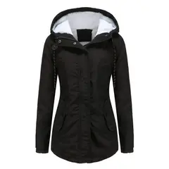 GIOIO - Parka Mujer Peluche Capucha Forro Polar Grueso Invierno
