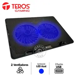 TEROS - Cooler 16", 2 ventiladores LED, altura y velocidad ajustable