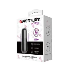 PRETTY LOVE - Bala Vibradora Potente y Silenciosa Power Black 12 modos carga USB
