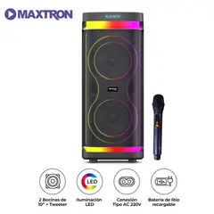 MAXTRON - Torre de Sonido Infinity USB BT TWS LED RGB Micrófono