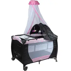 EBABY - Cuna Corral Mecedora Sally ROSADO 716-B