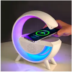 MINARI - Lámpara Luces RGB 3en1 Cargador Inalámbrico y Parlante Bluetooth G90