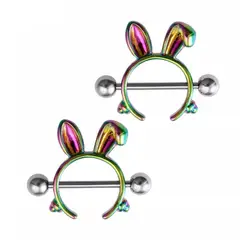 GENERICO - Piercing pezón nipple orejas de conejo multicolor