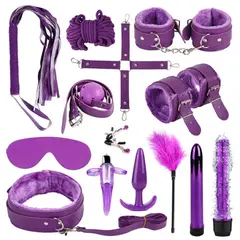 GENERICO - Set Bondage 16 En 1 Restricciones BDSM-Morado
