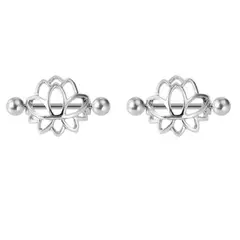 GENERICO - Piercing pezón nipple flor de loto plateado