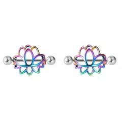 GENERICO - Piercing pezón nipple flor de loto multicolor