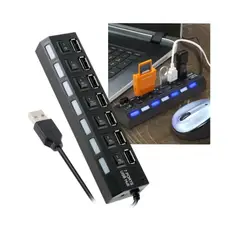 OEM - HUB MultipuertoUSB con 7 Puertos Con Interruptor Independiente 480Mbps
