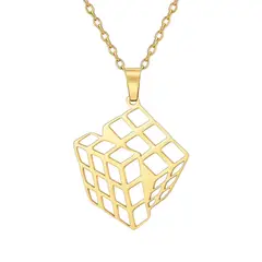 GENERICO - Colgante 3x3 Tipo Rubik Dorado
