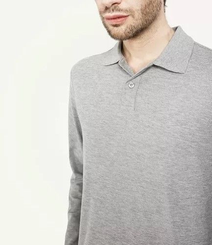 POLO CUELLO CAMISERO MANGA LARGA PIQUE PARA HOMBRE GRIS
