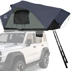 TERRA FORCE - Carpa de Techo Ranco 4-5 Personas Base Verde Militar - Cubierta Azul
