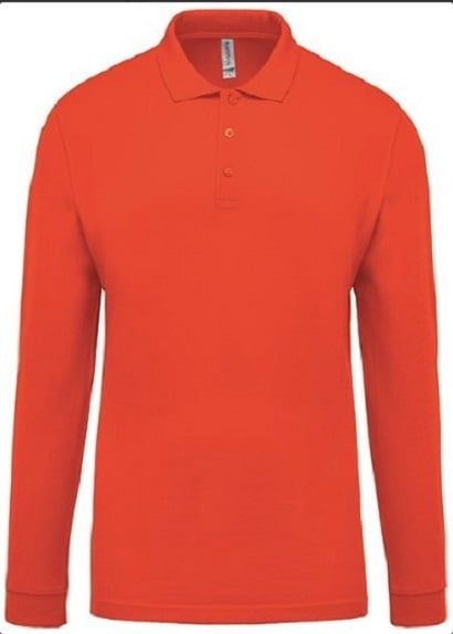 POLO CUELLO CAMISERO MANGA LARGA PIQUE PARA HOMBRE NARANJA