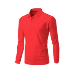 GENERICO - POLO CUELLO CAMISERO MANGA LARGA ROJO