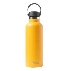 WECOOL - Botella Térmica 650 ml Amarilla de Acero Inoxidable con Tapa de Pico Antifugas